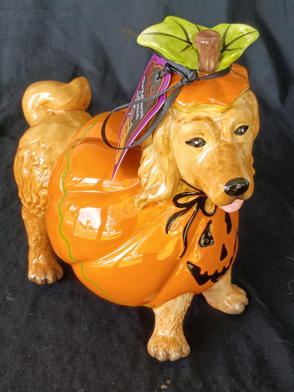 Blue Sky Clayworks Heather Goldminc Ceramic Dog Pumpkin Costume Figurine W Tags
